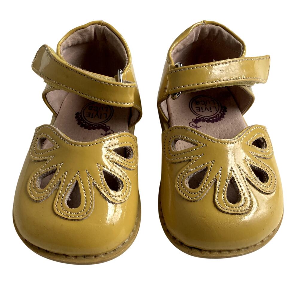 Livie & Luca Petal Dew Drop Shoes - Patent Leather Mustard Yellow - 4